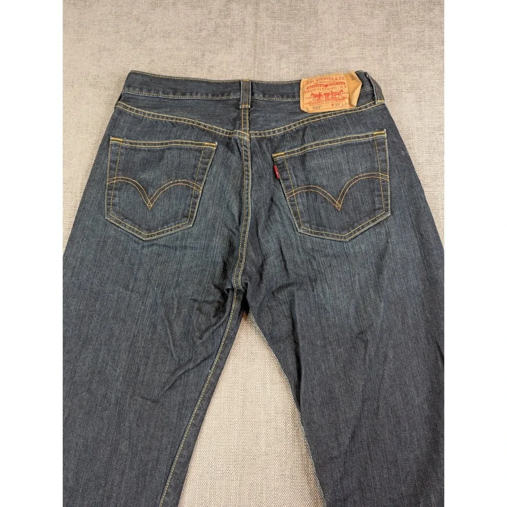 Levis 501 Jeans Mens Sz 33 (31x34) Blue Dark Wash Straight Fit Denim Button Fly